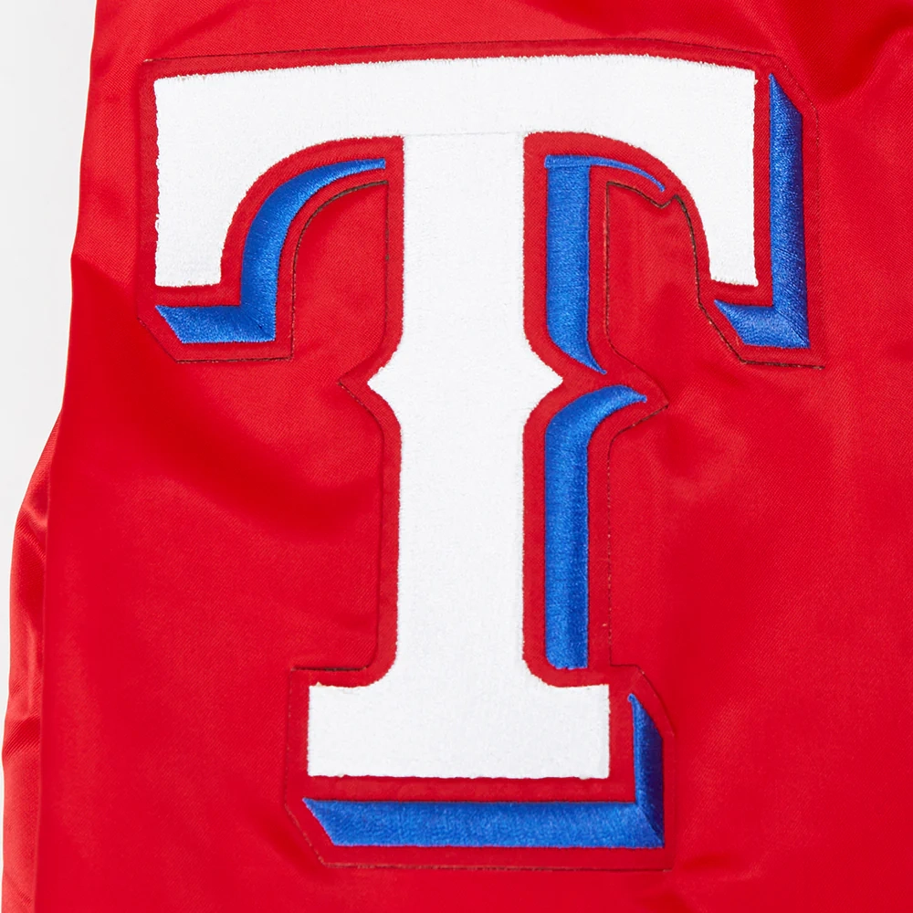 Texas rangers script tail full snap satin varsity jacket red 1