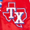 Texas rangers script tail full snap satin varsity jacket red