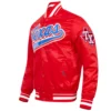 Texas rangers script tail full snap satin varsity jacket red 4