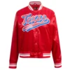 Texas rangers script tail womens full snap satin varsity jacket red 5
