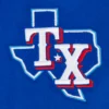 Texas rangers script tail womens wool leather varsity jacket blue white