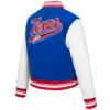 Texas rangers script tail womens wool leather varsity jacket blue white 2