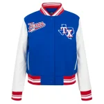 Texas Rangers Script Tail Women's Wool/Leather Jacket