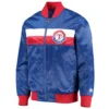 Texas rangers the ambassador full snap satin varsity jacket blue 2