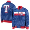 Texas rangers the ambassador full snap satin varsity jacket blue 3