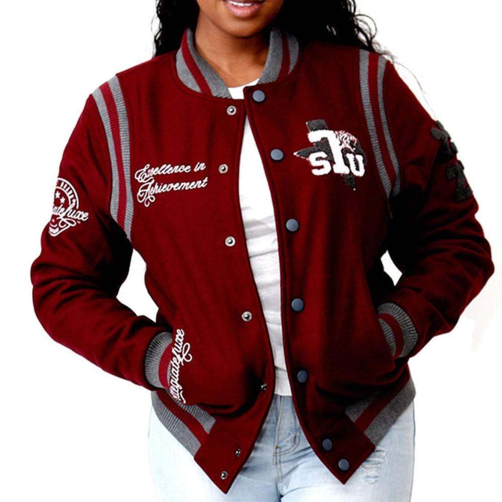 Texas southern tigers collegiate luxe wool varsity jacket