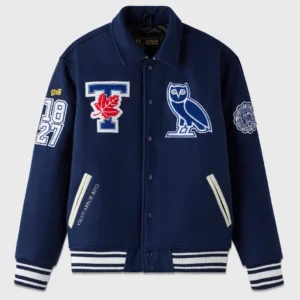 The toronto playboy blues satin varsity jacket