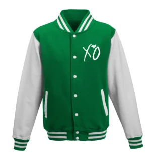 The weeknd xo green white wool varsity jacket 1
