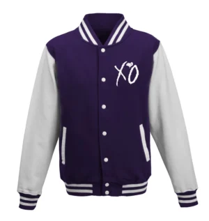 The weeknd xo purple white wool varsity jacket 1