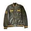 The weeknd xo real leather black yellow bomber varsity jacket 1