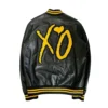 The weeknd xo real leather black yellow bomber varsity jacket 2