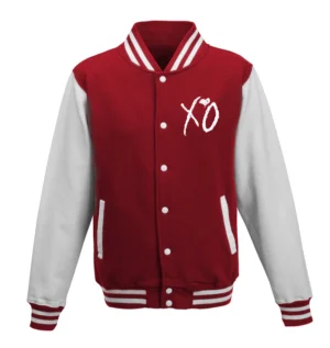 The weeknd xo red white wool varsity jacket 1