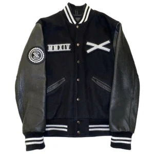 The weeknd xo tour black wool leather varsity jacket 1