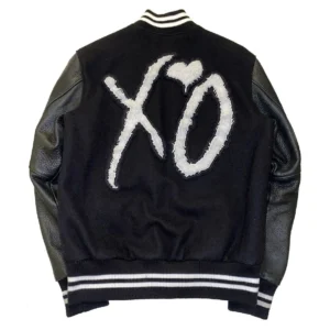 The weeknd xo tour black wool leather varsity jacket 2