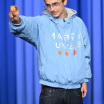 Timothee Chalamet Tonight Show Marty Supreme Blue Jacket