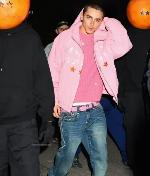 Timothee chalamet marty supreme pink jacket
