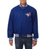 Toronto blue jays handcrafted logo wool jacket blue 1