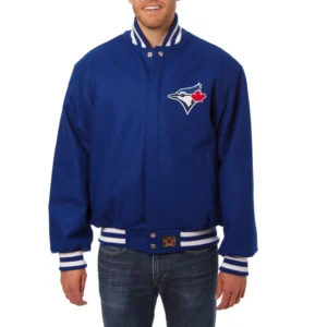 Toronto blue jays handcrafted logo wool jacket blue 1
