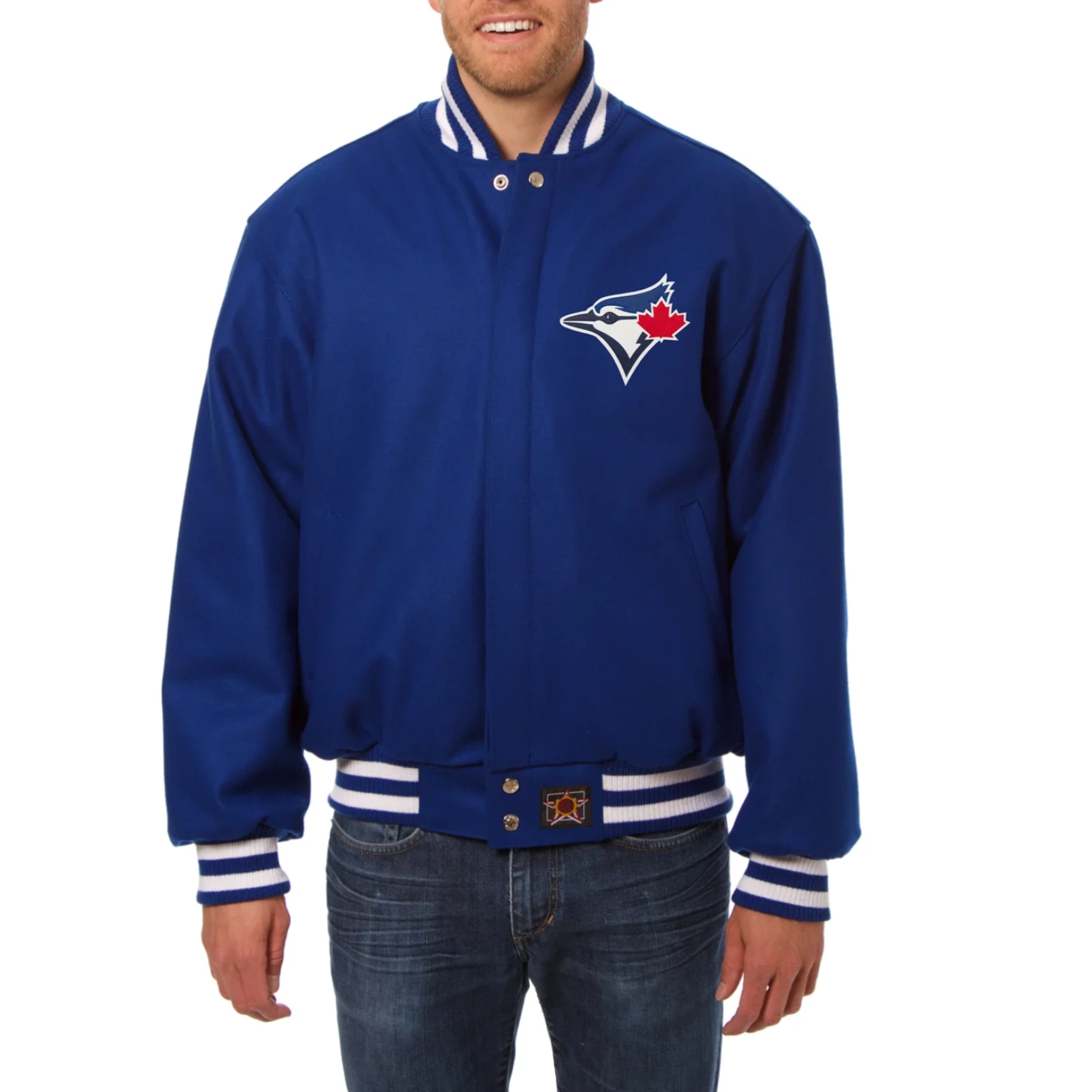 Toronto blue jays handcrafted logo wool jacket blue 1