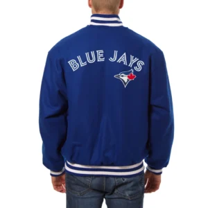 Toronto blue jays handcrafted logo wool jacket blue 2