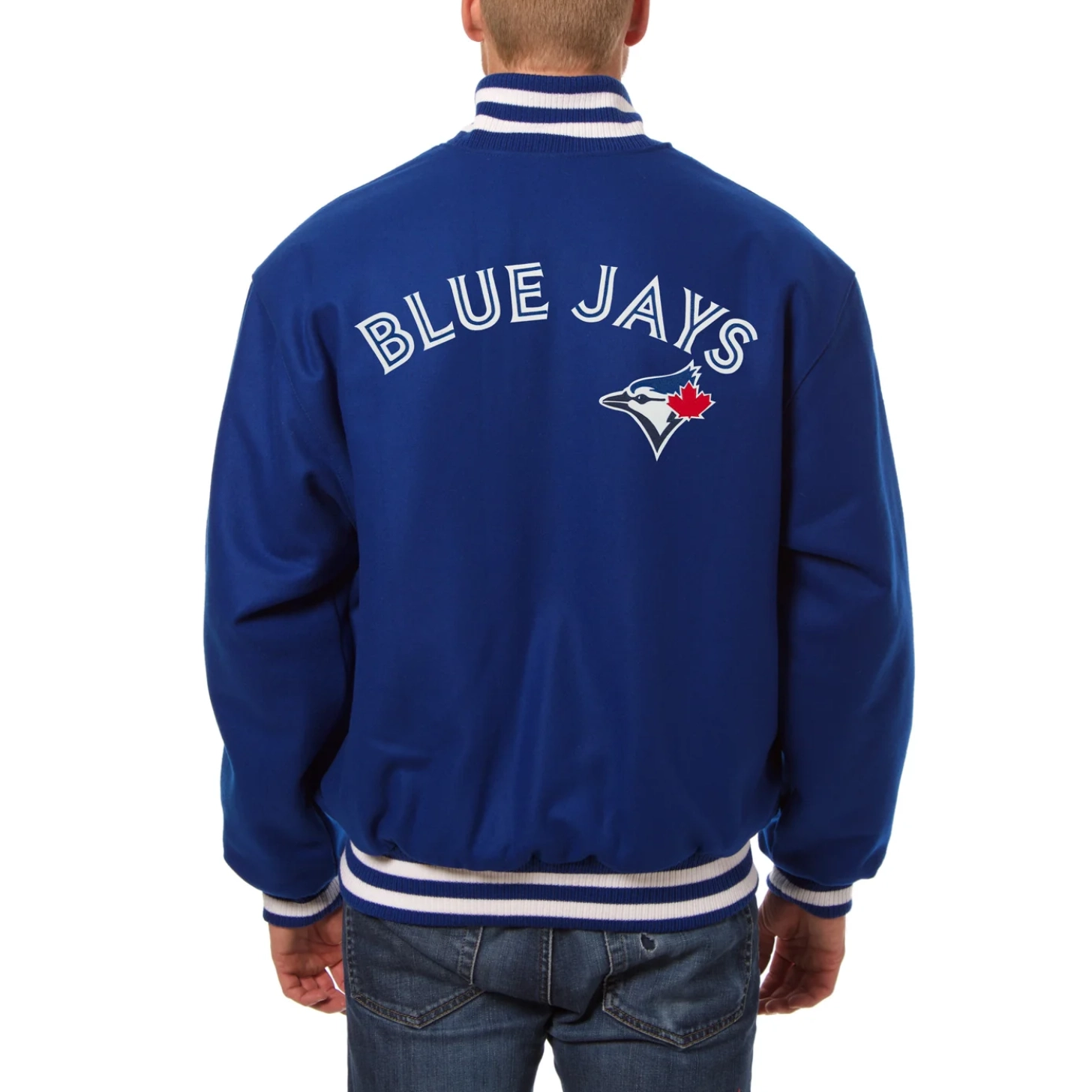 Toronto blue jays handcrafted logo wool jacket blue 2