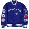 Toronto blue jays ovo x new era full snap twill satin jacket royal