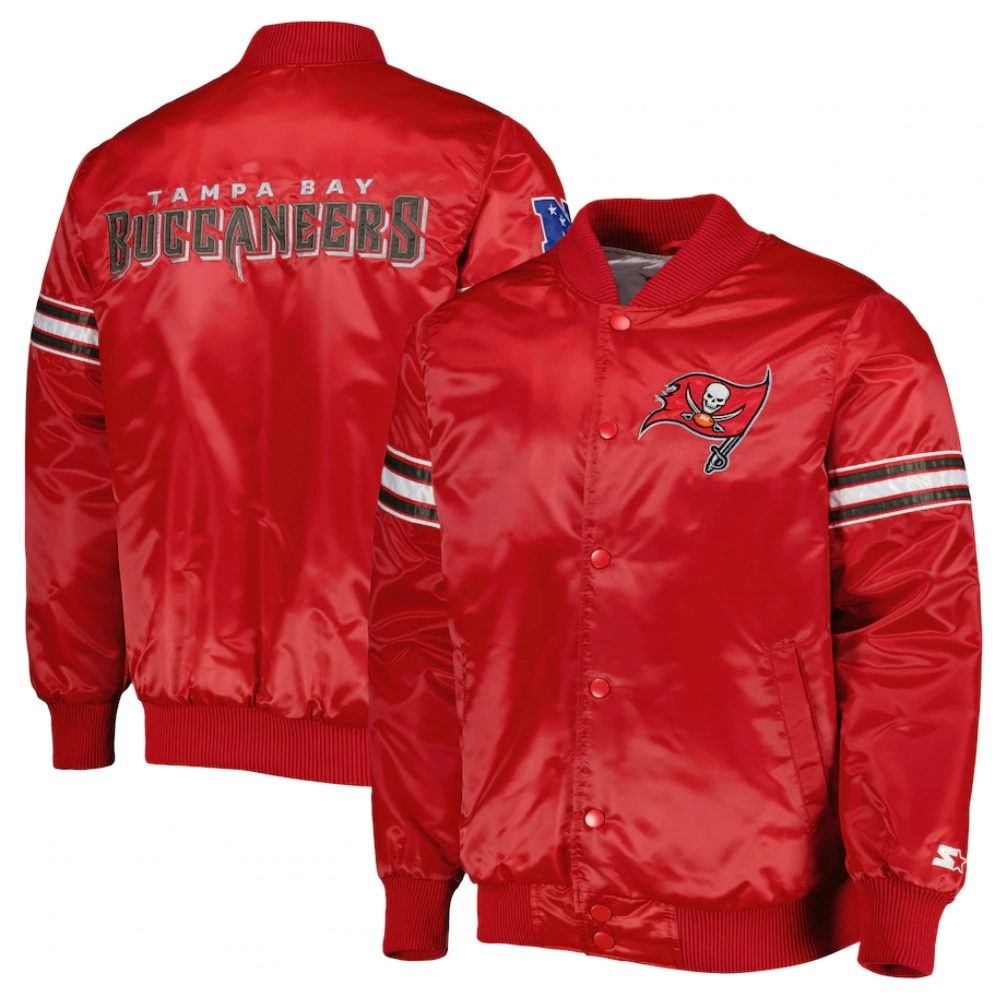 Toronto blue jays pick roll full snap satin varsity jacket red 3