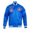 Toronto blue jays retro classic full snap satin varsity jacket blue 1