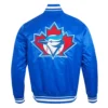 Toronto blue jays retro classic full snap satin varsity jacket blue 4