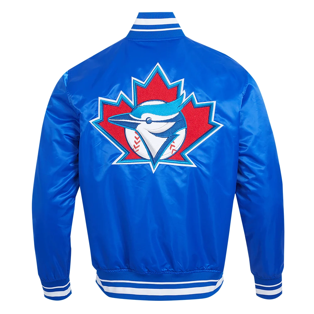 Toronto blue jays retro classic full snap satin varsity jacket blue 4