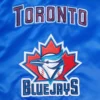Toronto blue jays retro classic full snap satin varsity jacket blue 6
