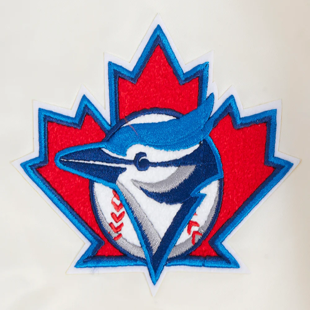 Toronto blue jays retro classic full snap satin varsity jacket cream 5