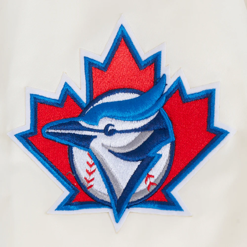 Toronto blue jays retro classic full snap satin varsity jacket cream 7