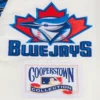 Toronto blue jays retro classic full snap satin varsity jacket cream 8