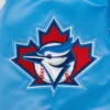 Toronto blue jays retro classic womens full snap satin varsity jacket blue 8