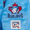 Toronto blue jays retro classic womens full snap satin varsity jacket blue 9