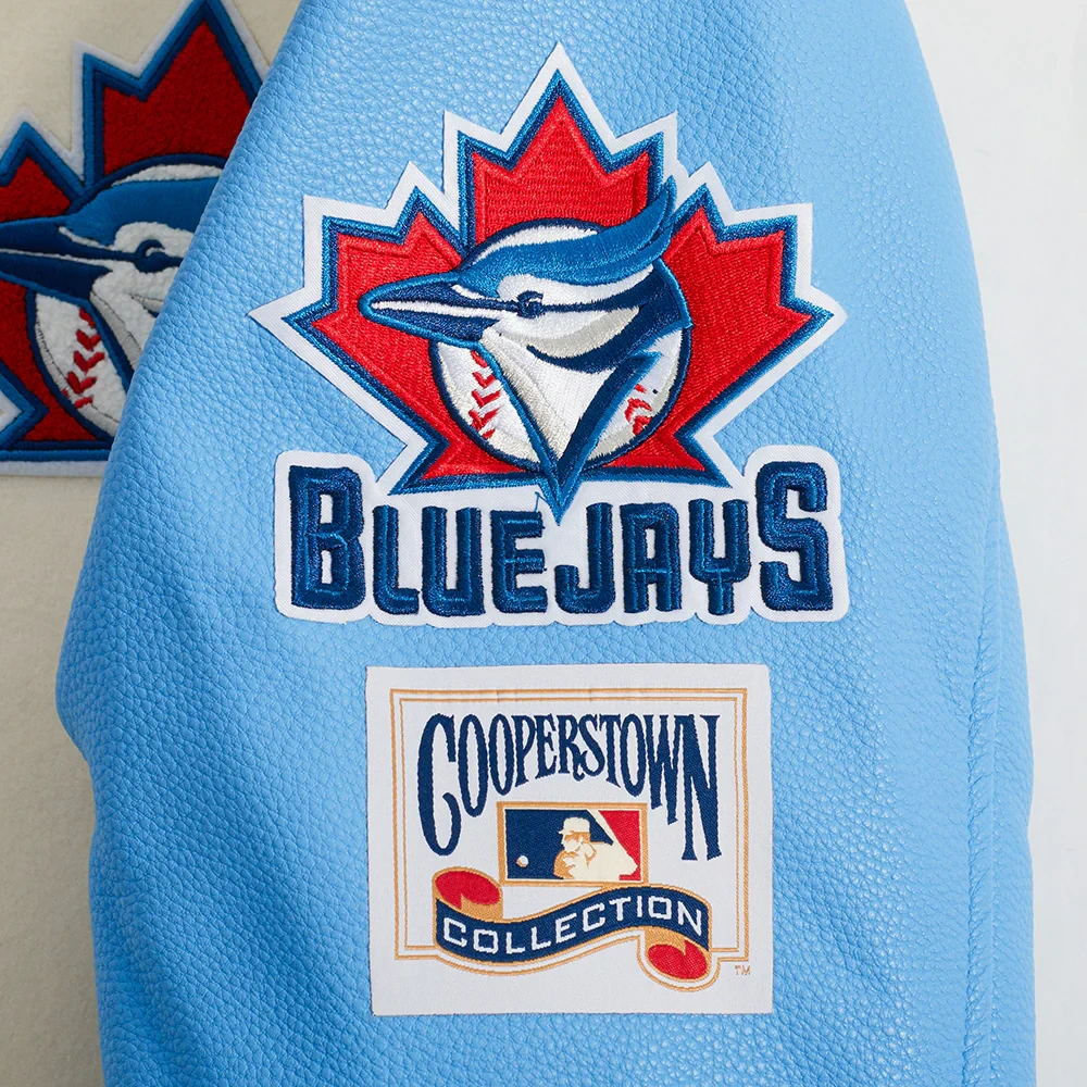 Toronto blue jays retro classic wool leather varsity jacket white blue 10
