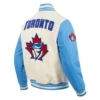 Toronto blue jays retro classic wool leather varsity jacket white blue 3