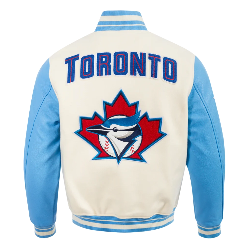 Toronto blue jays retro classic wool leather varsity jacket white blue 4
