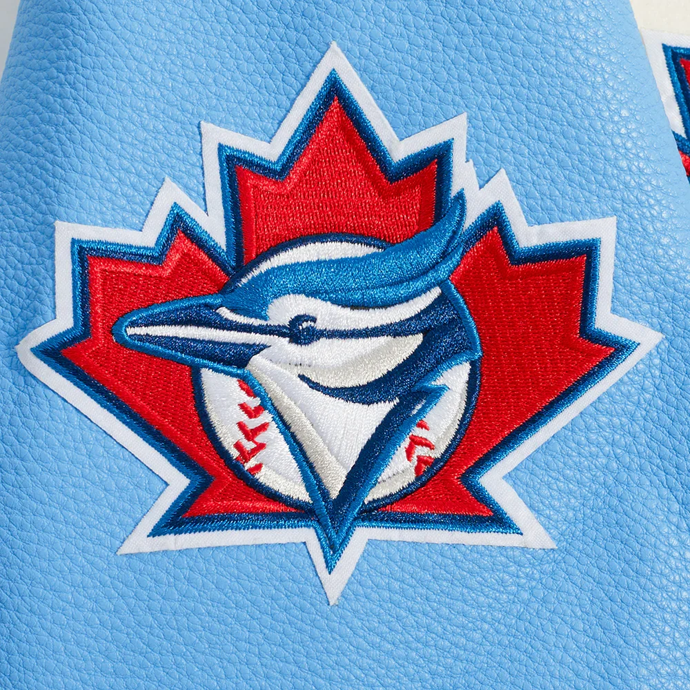 Toronto blue jays retro classic wool leather varsity jacket white blue 5