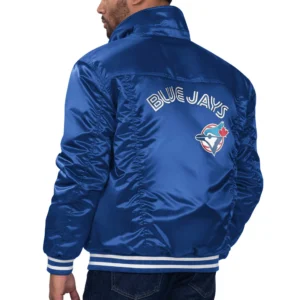 Toronto blue jays silver tab trucker varsity satin jacket blue 1 1