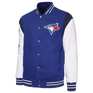 Toronto blue jays strike zone full snap varsity jacket blue white 1 1