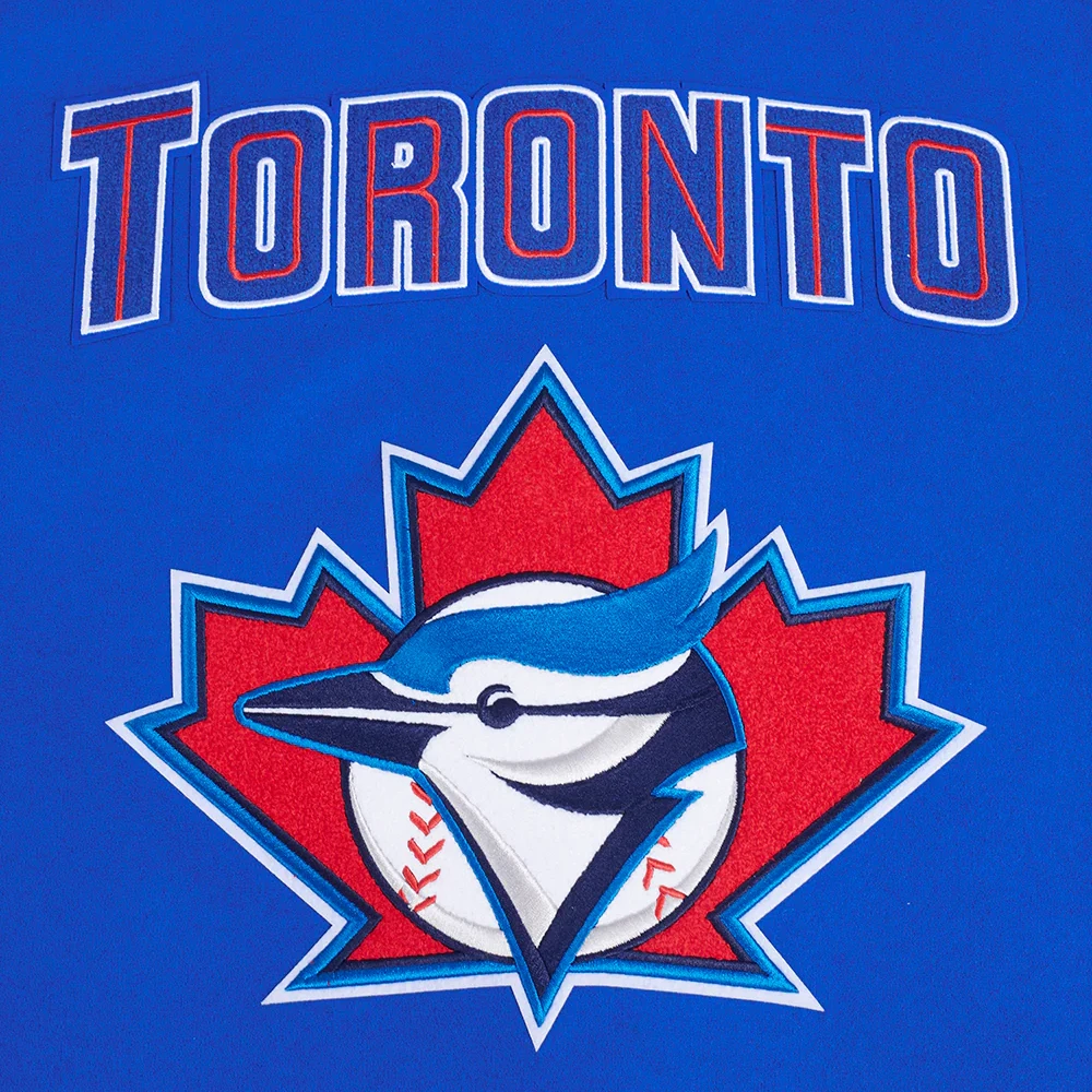 Toronto blue retro classic wool leather varsity jacket blue white 10