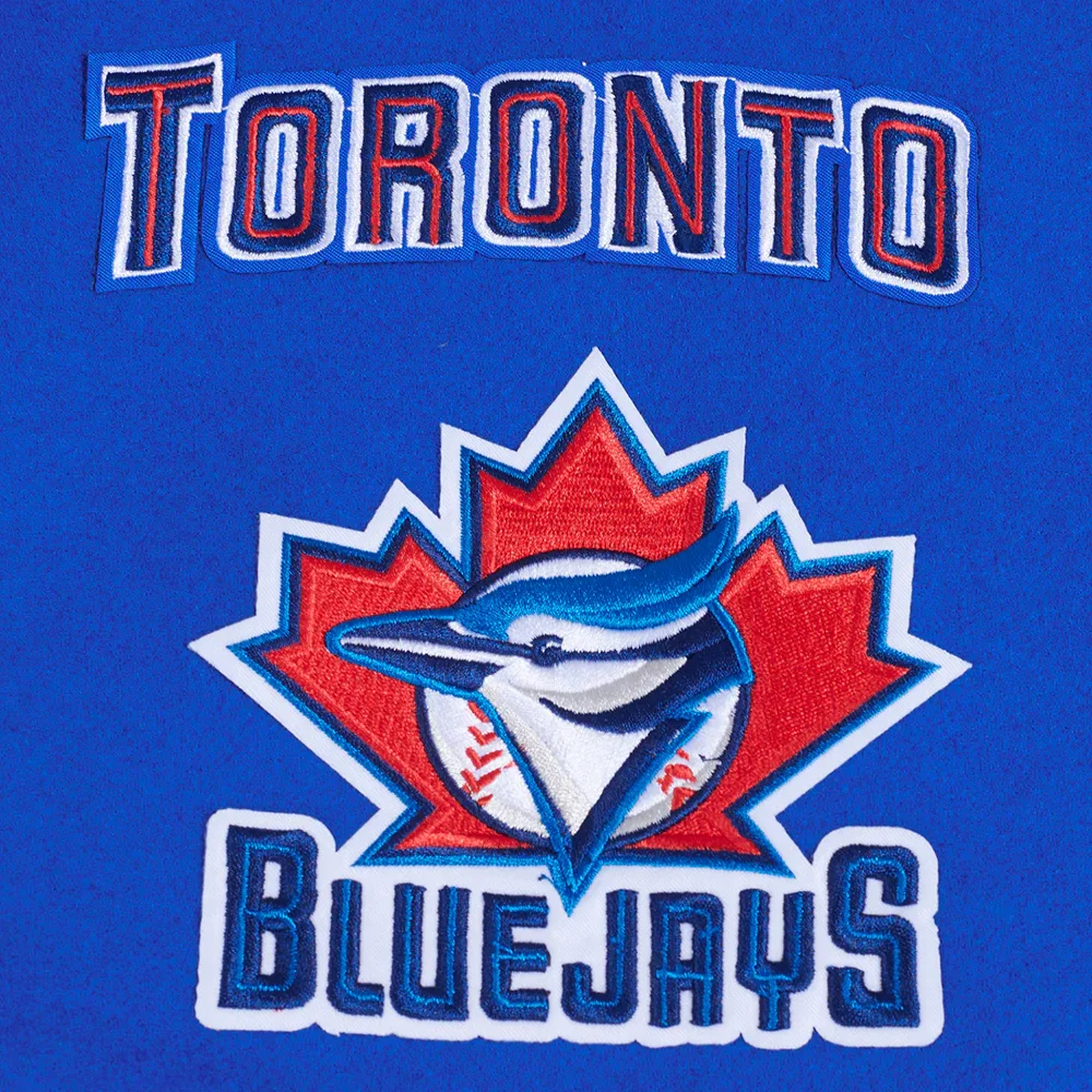 Toronto blue retro classic wool leather varsity jacket blue white 5