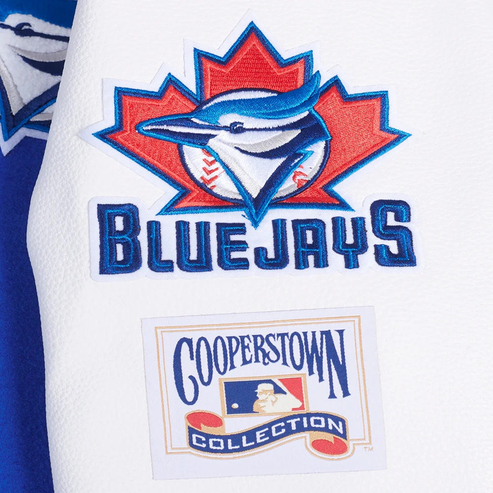 Toronto blue retro classic wool leather varsity jacket blue white 9