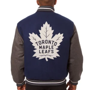 Toronto maple leafs handmade two tone wool varsity jacket black gray 1 1