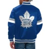 Toronto maple leafs home game satin varsity jacket blue