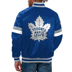 Toronto maple leafs home game satin varsity jacket blue