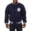 Toronto maple leafs one color wool varsity jacket navy 00 1
