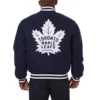 Toronto maple leafs one color wool varsity jacket navy 01 1